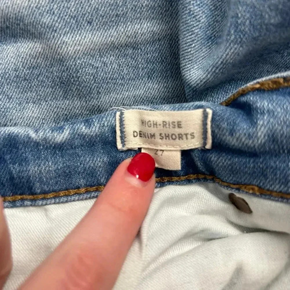 Madewell High Rise Denim Shorts Medium Wash Blue Cotton Raw Hem Cut Off Size 27 - Picture 6 of 7